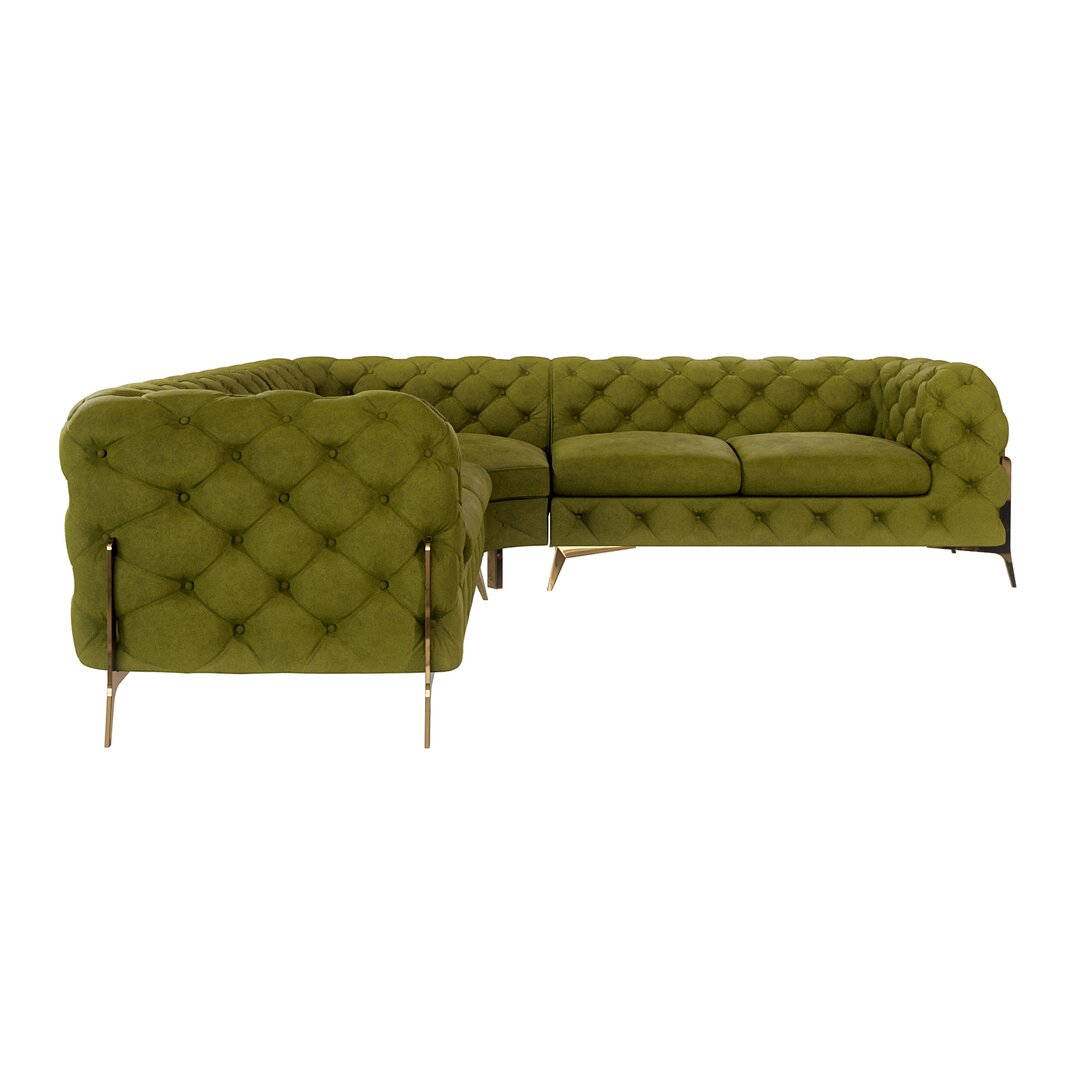 Chesterfield Ecksofa Atoka mit Goldene Metall Füßen