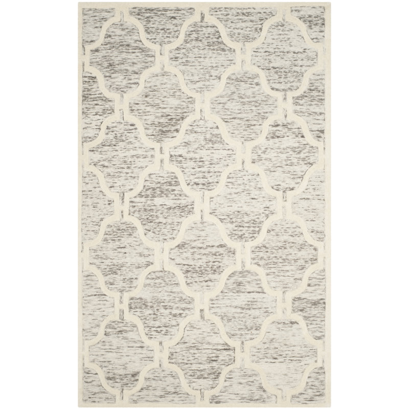 Angulay Hand Tufted Wool Geometric Rug, Rectangle 5' x 8'