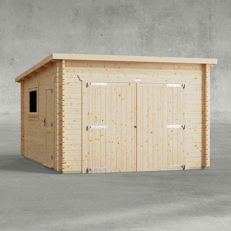 Powersheds 12 x 16ft Pent Garage Log Cabin - 44mm