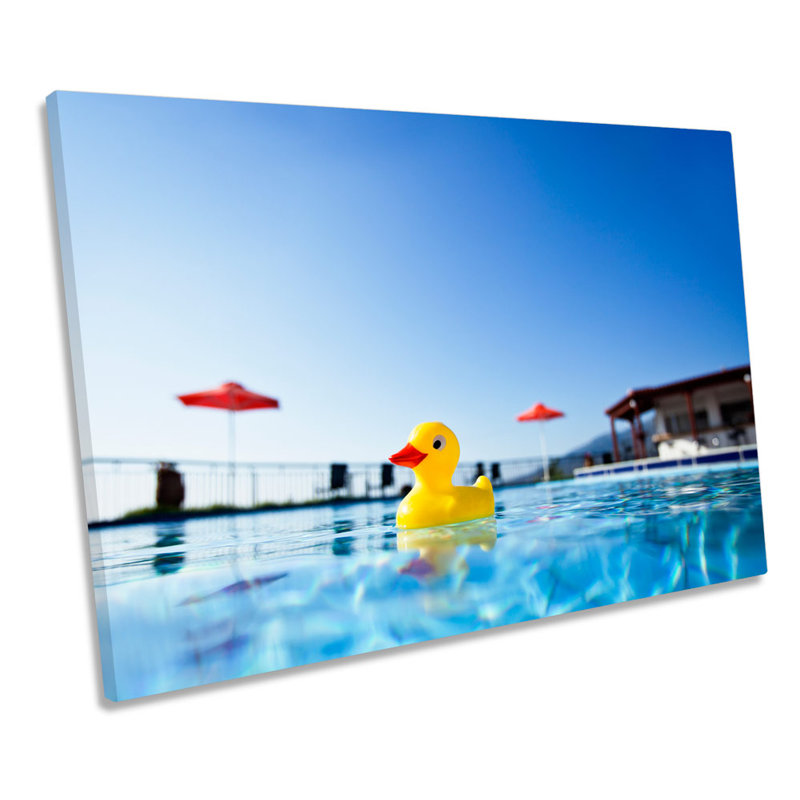 Rubber Duck Swimming Pool CANVAS WALL ART Picture Print, 30.5cm H x 45.7cm W x 2cm D