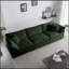 Ensemble de canapés de 3, 1 + 1 + 3 sièges, ensemble de canapé de salon, fauteuil d'appoint, causeuse et canapé à trois places avec accoudoirs ronds de style moderne et chenille verte 3 pièces-592897822