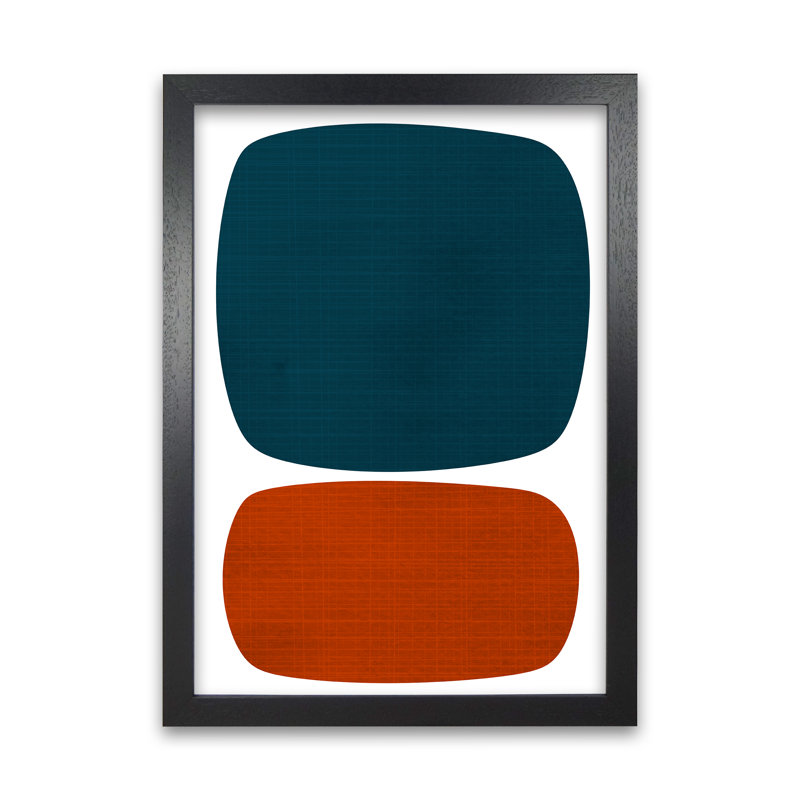 Blue And Orange Mid Century - Print, Black Frame, 30cm H x 21cm W x 3cm D