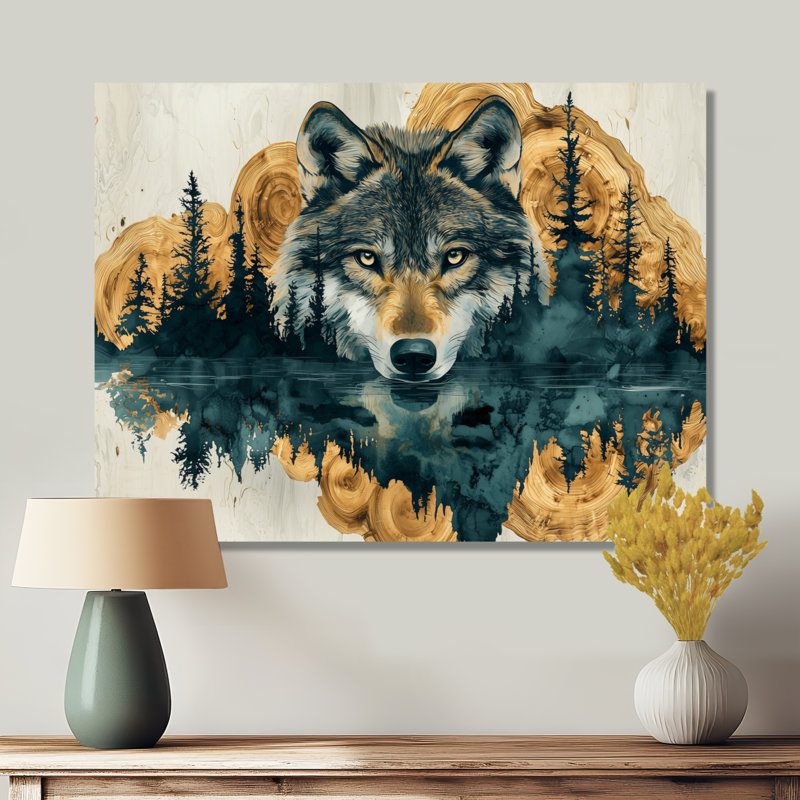 Loup, échos de l'Alpha I - loup, art mural, H 12 po x l 20 po, Toile tendue, Ne s’applique pas