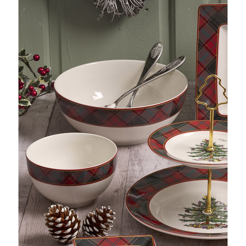 Spode Christmas Tree Tartan Rice Bowl 6"