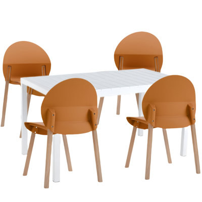 Ensemble de meubles d'intérieur / extérieur 5 pièces - 4 chaises et 1 longue table