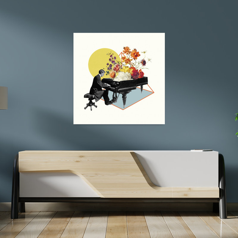 «And He Played His Piano», art mural contemporain, H 36 po x l 36 po