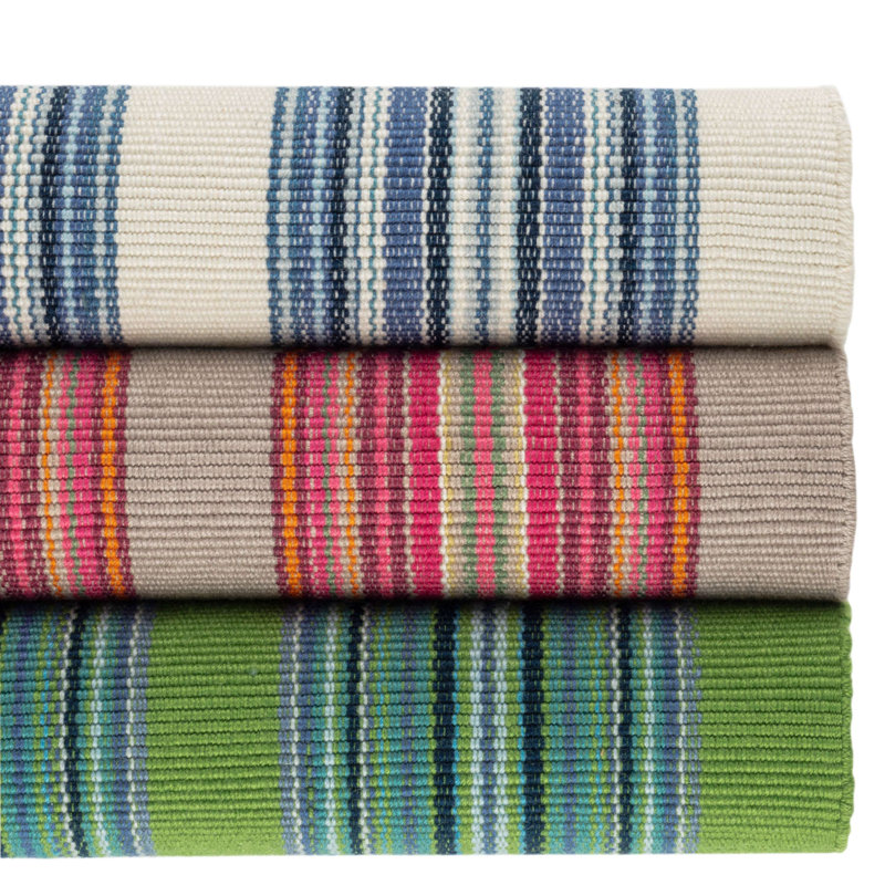 Kit Kemp x Annie Selke Road Runner Blue Handwoven Indoor/Outdoor Rug, Rectangle 8' x 10'