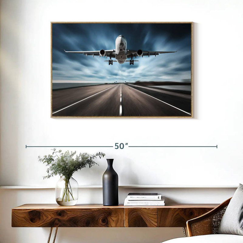 Avion de piste, Cadre flottant en bois naturel, 37 po x 25 po
