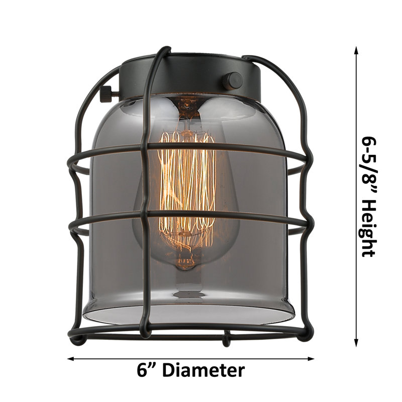 Shaun Glass Semi Flush Mount, No Bulb Included, Clear, Matte Black
