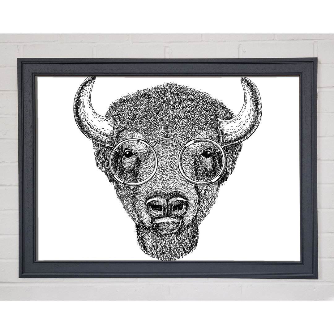 Brille auf einem Bison - Einzelner Bilderrahmen Kunstdrucke