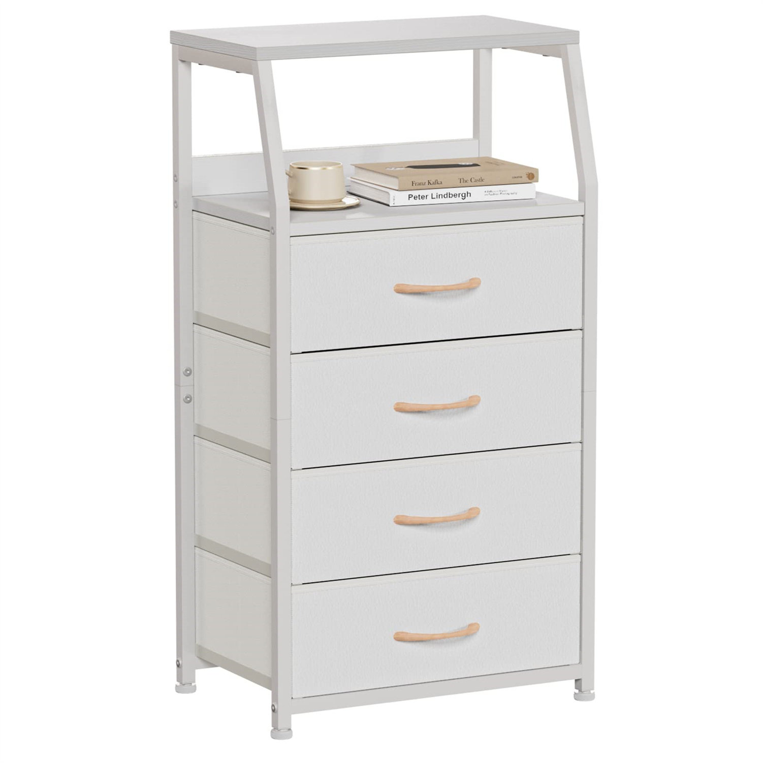 Latitude Run® Modern White Dresser With Double Shelf And Foldable Storage Drawer Sturdy Wayfair