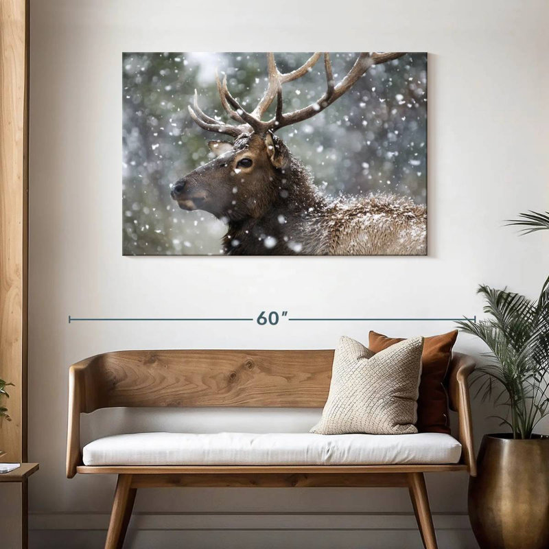 Winter Snow Elk, 30" H x 45" W
