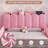 Full-Size Upholstered Led Princess Bed Frame With Storage Drawers, Hidden Storage, Safety Rails, Charging Station, Heavy-Duty Metal Stand, Pink-1230876599-1230876600