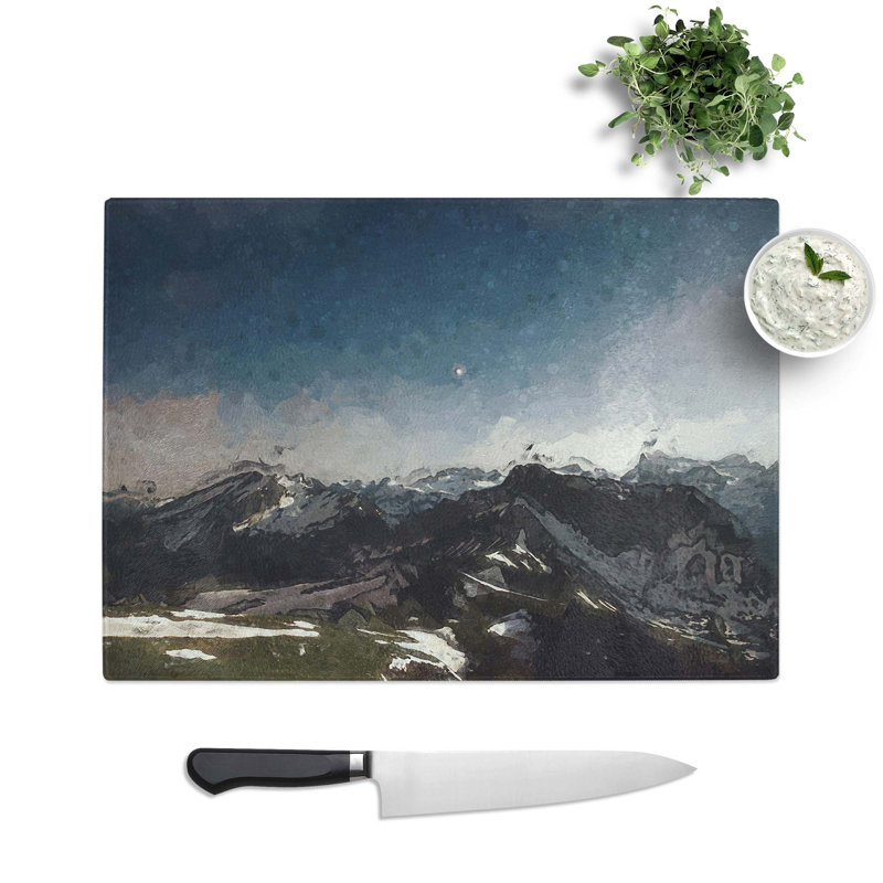 Tempered Glass Stars Above the Mountains Chopping Board, 39 cm W x 28.5 cm L