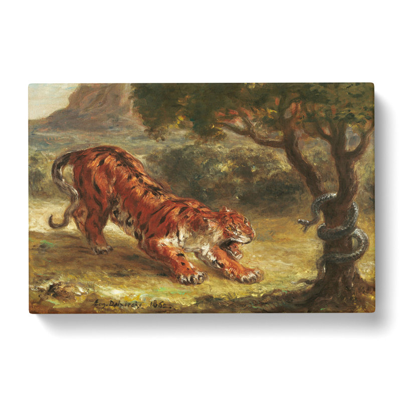 Tiger And Snake by Eugene Delacroix - Wrapped Canvas, 35cm H x 50cm W x 3cm D