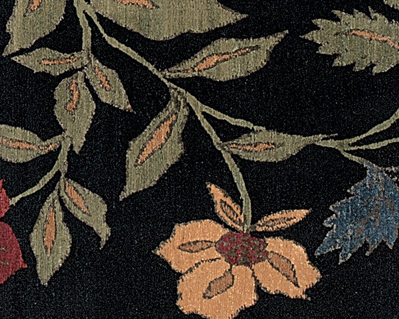 Chelsea Wool Floral Area Rug in Black/Red/Blue, Rectangle 11' x 17'