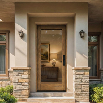 G101-SW-80_1 | 37.75" x 82" Single Door, RTA Prehung Exterior, Full Lite, Unfinished Mahogany Wood