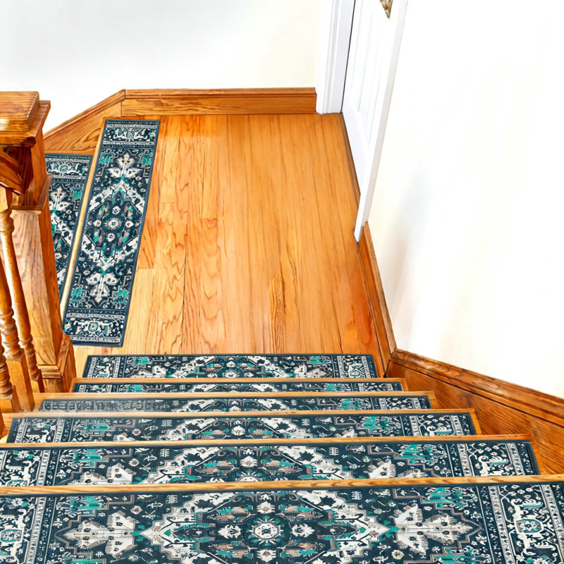 Tapis d'escalier antidérapant, paquet de 15 (bleu)