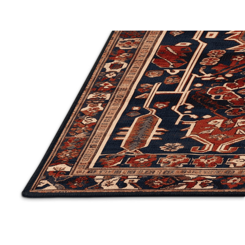 Tapis turc noir lavable à la machine, Rectangle 6 pi x 9 pi