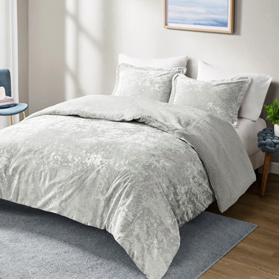 Édredon simple / simple TG en velours gris avec chaleur inversée