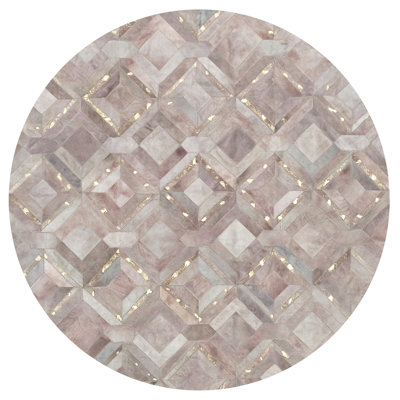Cowhide Geometric Area Rug in Lilac Ash