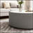 Light Marble Top Cylinder Shape Leather Coffee Table, Durable and Stylish for Modern Living Spaces-145931568