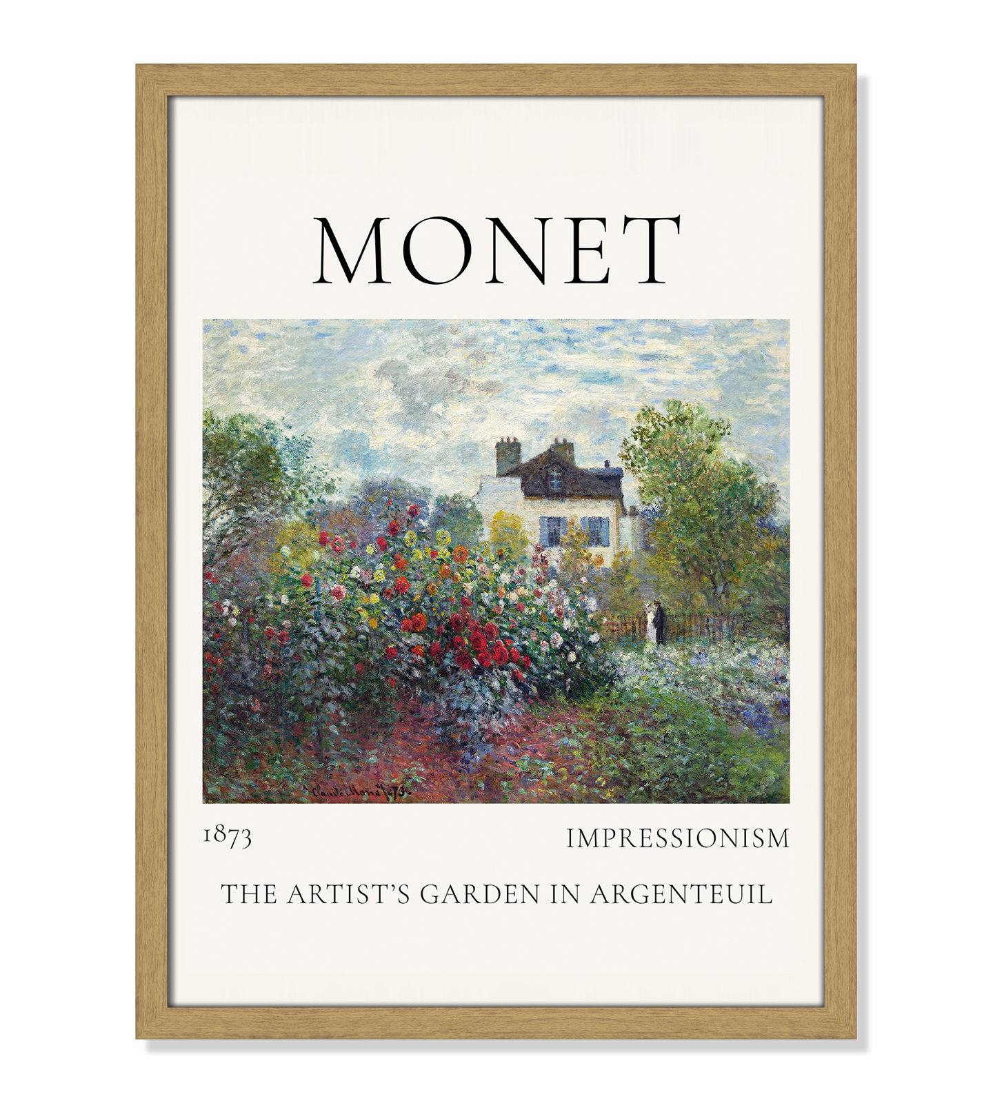 Rocchetto "Artists Garden in Argenteuil" Print, Natural Single Picture Frame, No, 23" H x 17" W x 0.75" D