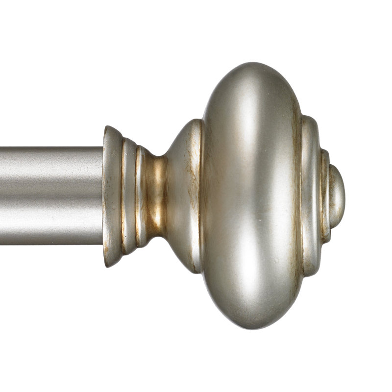 Revolve Adjustable Single Curtain Rod, Antique Silver, 3" H x 108" W x 5" D