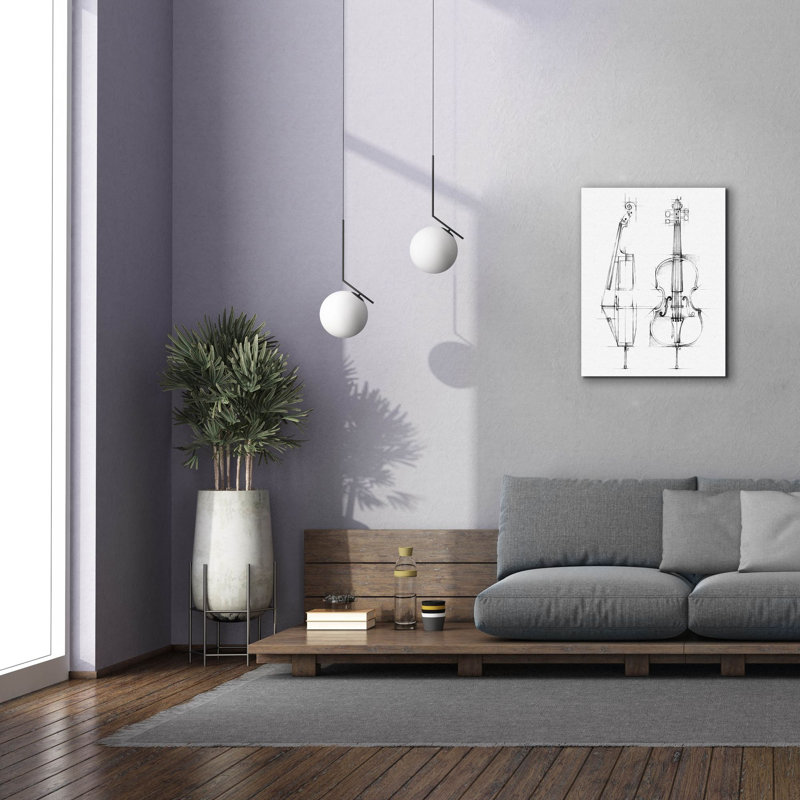 "Cello Sketch" par Ethan Harper, art mural sur toile, H 34 po x l 26 po x P 1,5 po