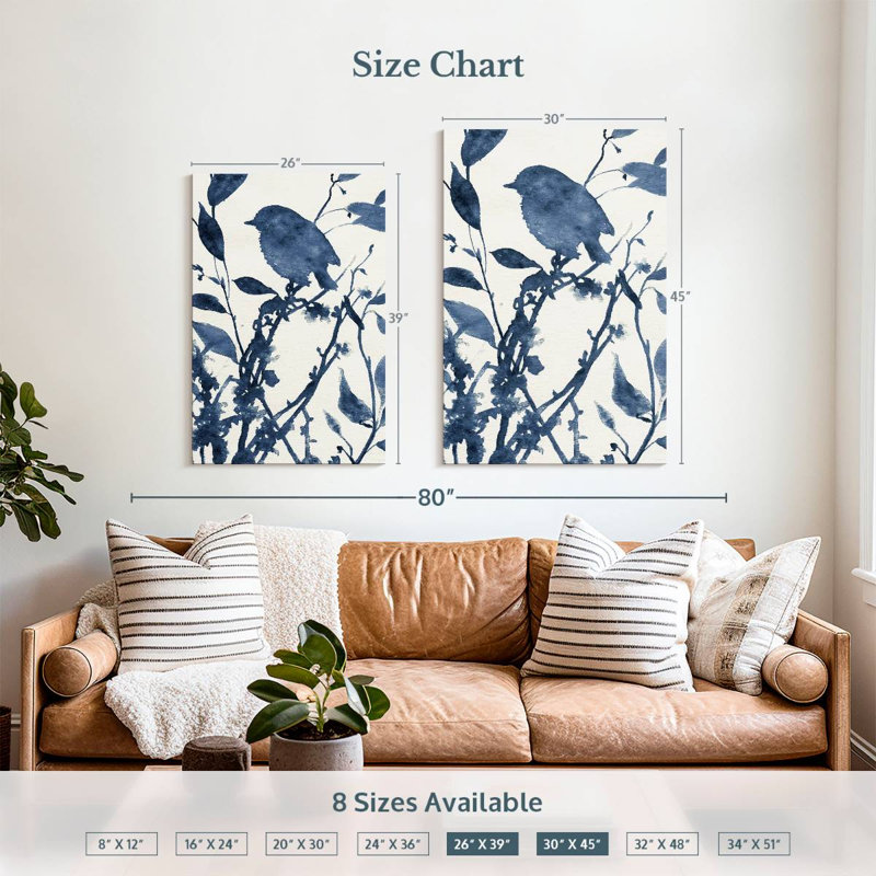 Silhouette d'oiseau bleu Brampt II, H 39 po x l 26 po