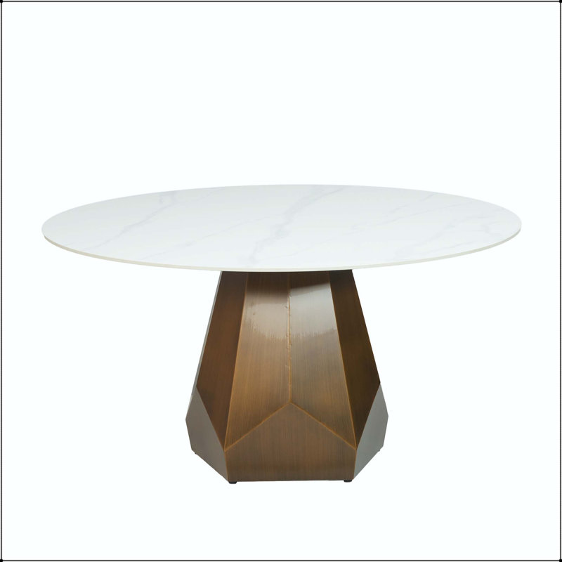 Table de salle à manger 59,05 po, 29.53"H x 59.05"L x 59.05"W, White/Grey