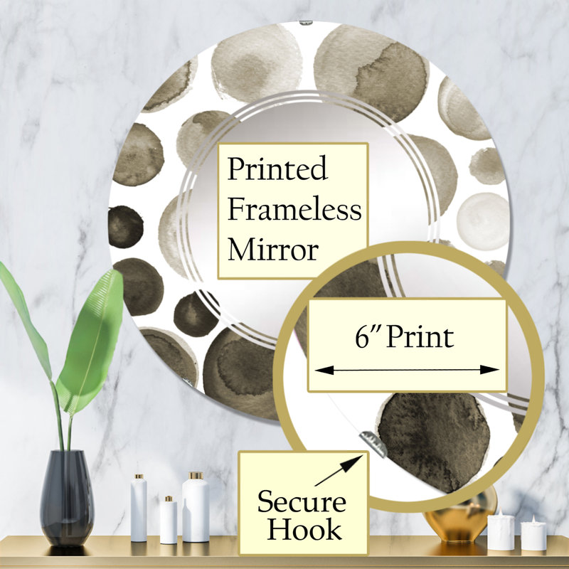 Ensemble de cercles d'aquarelle café brun - miroir mural moderne rond, 32 po x 32 po