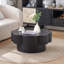 Table basse 31,50 "en forme de fleur moderne, table basse en forme de fleur de prunier avec rangement - placage en bois naturel, pour salon, appartement, bureau, assemblage facile, noir-233441356