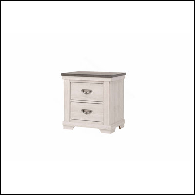 1Pc Farmhouse Style Two Drawer Night Stand Nightstand End Table Beige Finish Rustic Bedroom Solid Wood Wooden Furniture