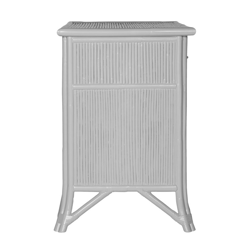 1 - Drawer Rattan Nightstand, Light Gray
