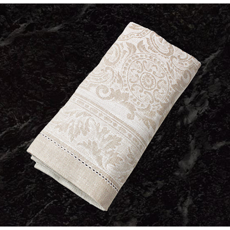 Linen Square Napkins, Ivory/Taupe