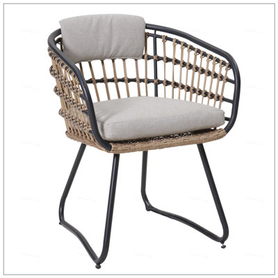 Outdoor Wicker Dining Chairs Set Of 2 With Cushions, Durable And Comfortable For Patio, Garden, And Poolside Use