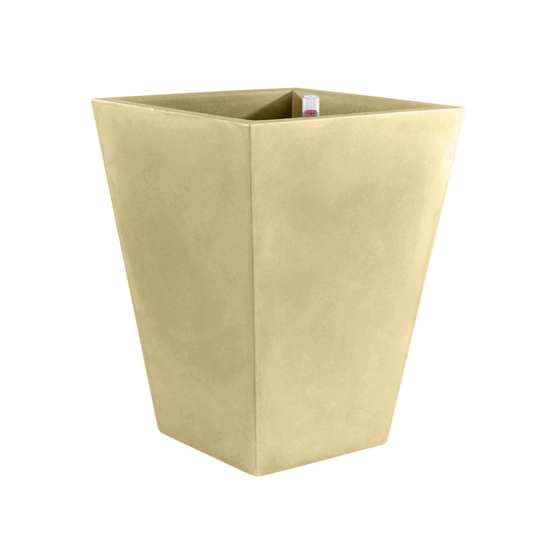 Cono Cuadrado - High Square Resin Cone Pot Planter - Self Watering, 26.75" H x 17.75" W x 17.75" D, Black