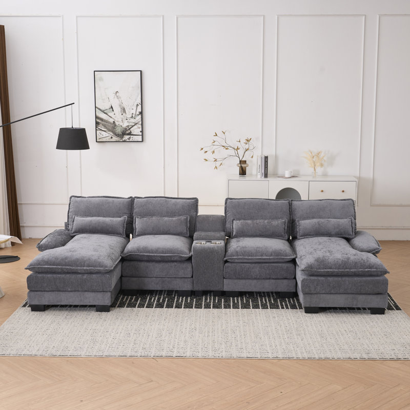 Confort et commodité Canapé en chenille moderne en forme de U pour les salons élégants