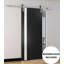 Porte de grange robuste | Planum 0040 noir mat avec verre blanc | Ensemble de quincaillerie lourde 6,6 pi | Portes intérieures à panneau plein - 32 po x 84 po - Rail argenté-110274781-110274787
