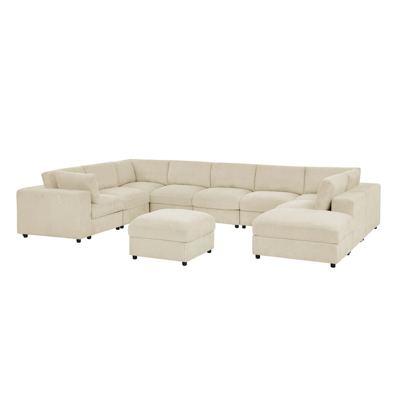 Canapé modulaire en velours côtelé Congdikyaington, Beige Corduroy