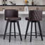 Tabourets de bar pivotants à 360 ° avec siège rembourré, base en bois noir, solide et stable, assemblage facile-1401000143-1391911320