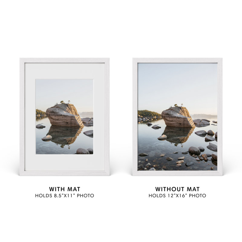 Cadre photo en bois massif avec verre, Blanc, L 12 po x H 16 po