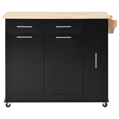 Kitchen Island With Drop Leaf, Kitchen Storage Cart With 3 Tier Pull Out Cabinet Organizer, Internal Storage Rack, Rolling Kitchen Cart On Wheels With by Latitude Run