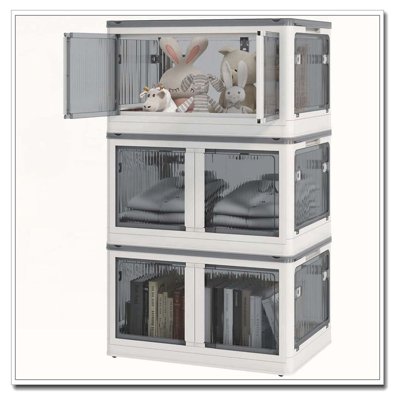 Stackable Storage Bins with Lids Collapsible Closet Organizers on Wheels