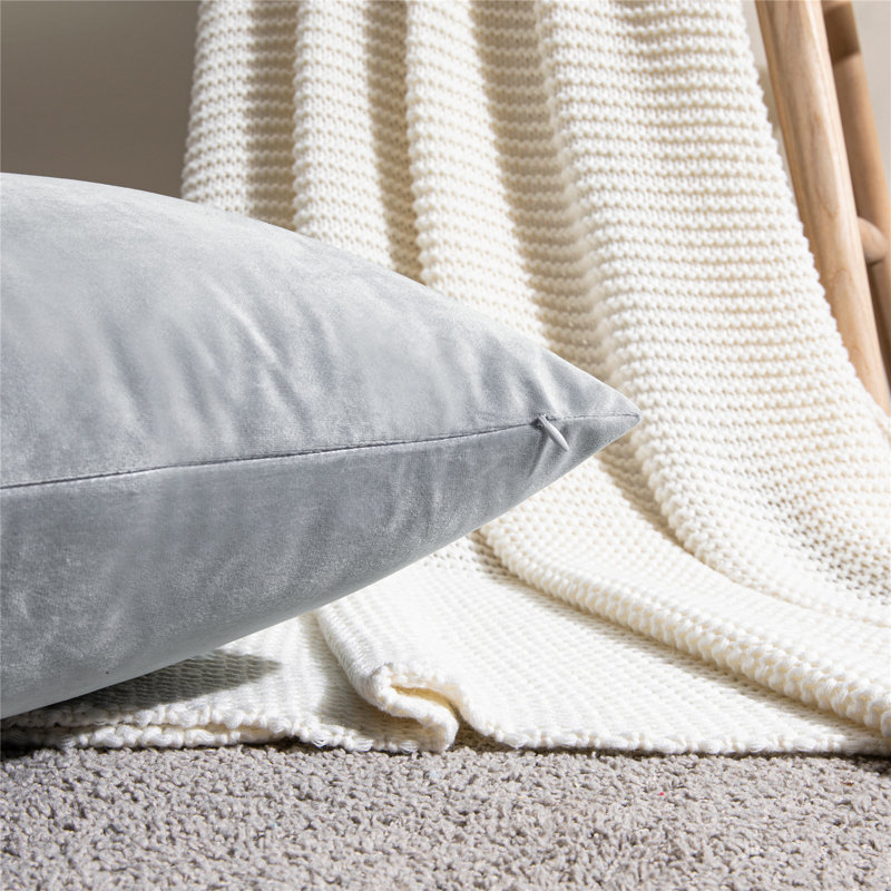 (Covers With Inserts) Set of Two 18'' or 20'' Solid Colours Flat Pattern Throw Pillows, 20'' H x 20'' W, Cream