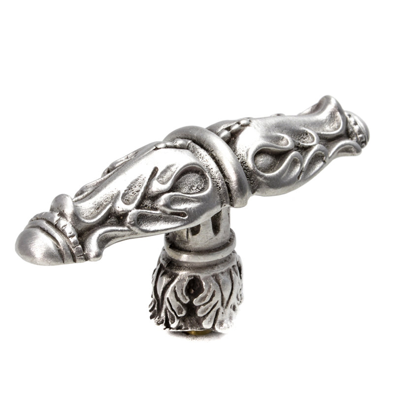 Acanthus leaves large knob Romanesque style with column base in Satin, Satin