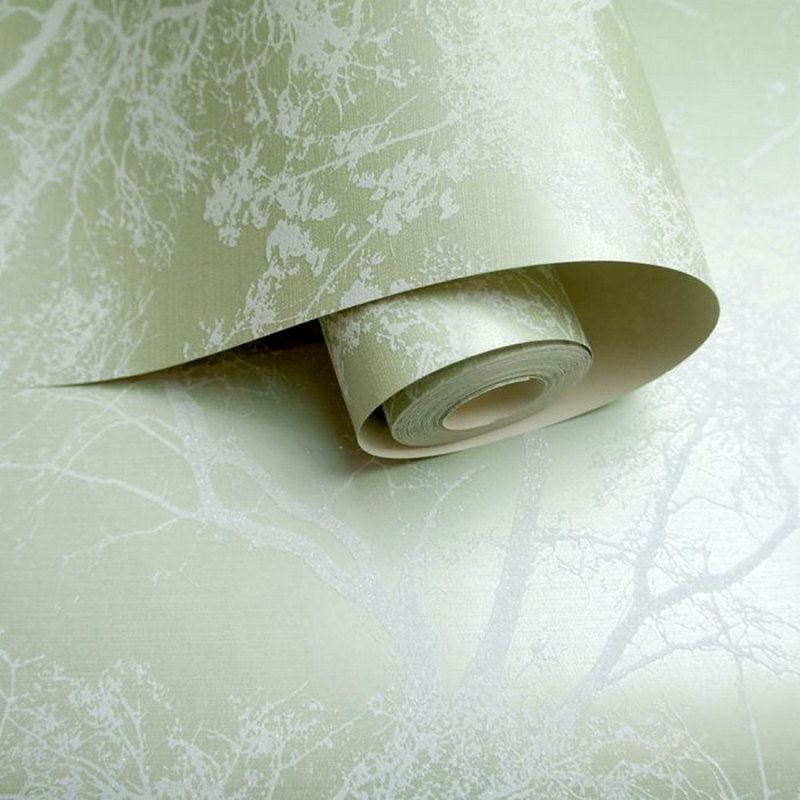 George 10.05m x 53cm Textured Metallic Finish Wallpaper Roll, Green