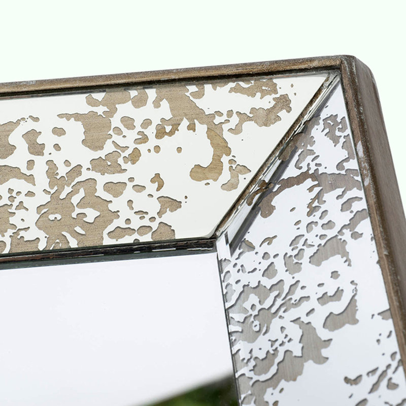 Silver Glass Framed Accent Mirror, 24" x 24" Duplicate, Square