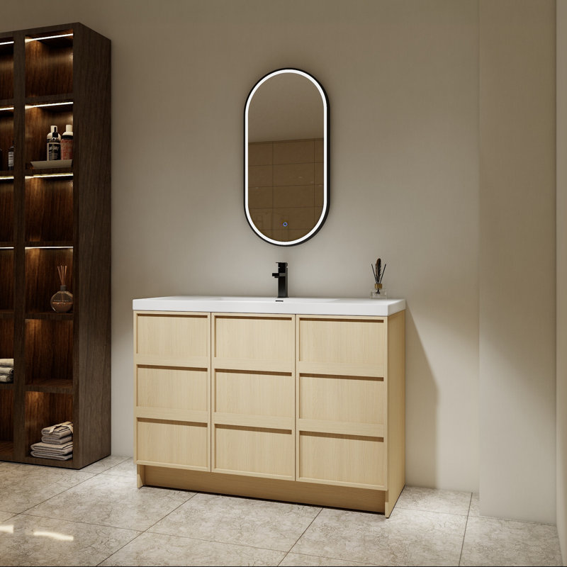 Meuble-lavabo simple 48 po avec portes à fermeture douce et tablettes réglables, 48"